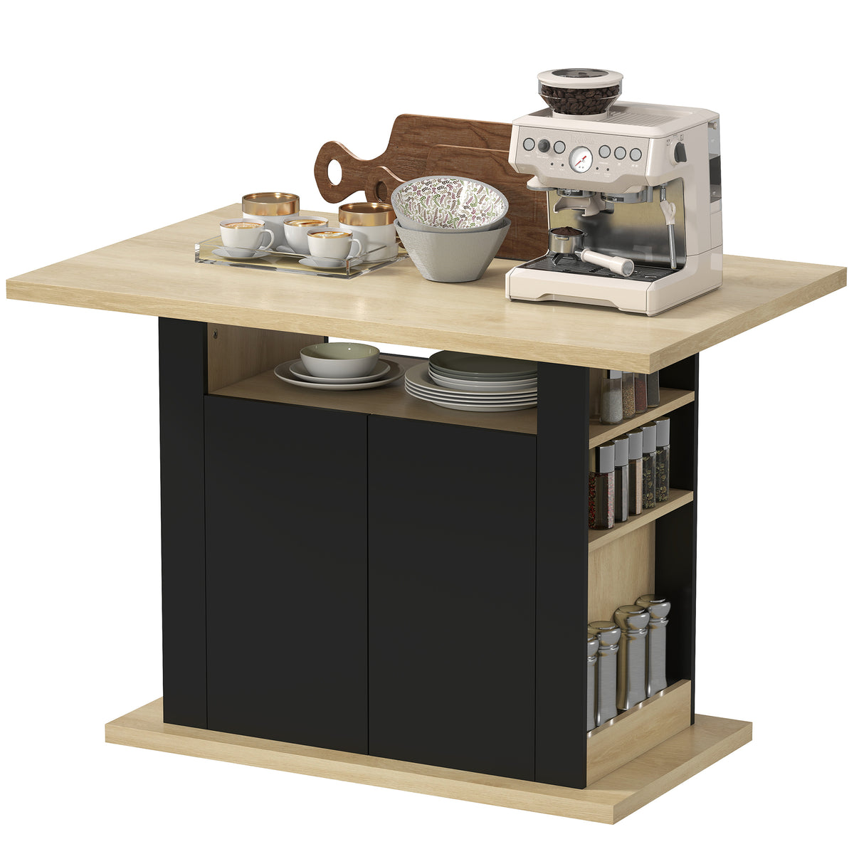 Kitchen Island Dining Table with Storage Cabinet – 43"W x 30"H