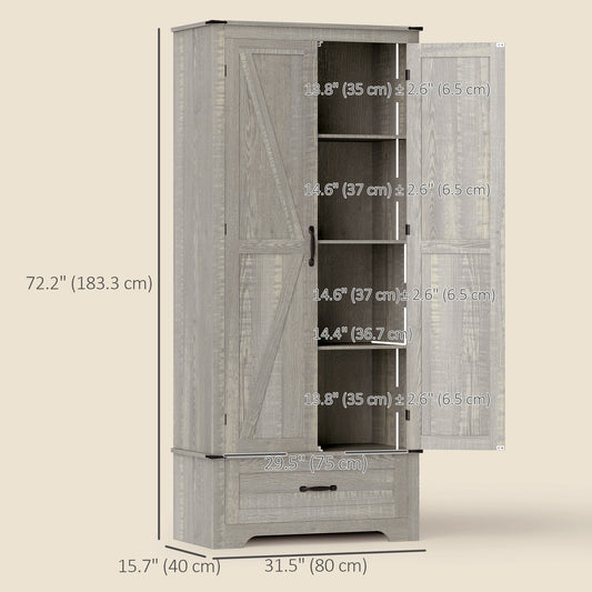 Farmhouse Pantry Cabinet with Adjustable Shelves – 32"W x 72"H