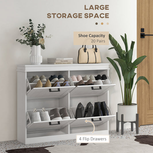 Shoe Storage Cabinet with 4 Flip Drawers – 41"W x 33"H