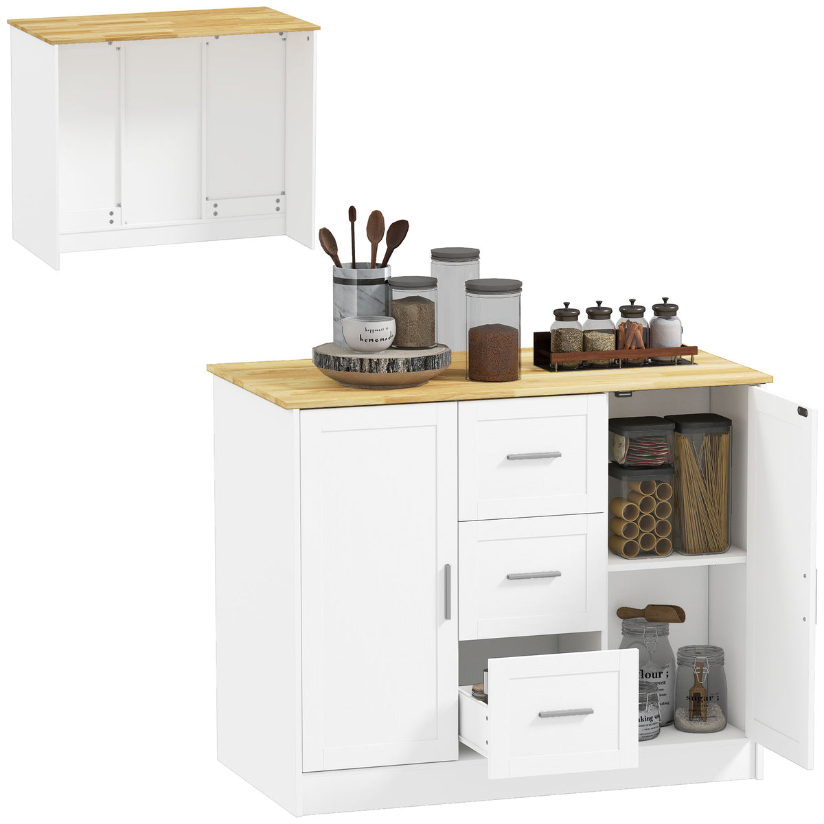 Kitchen Island with Storage Cabinets – 43"W x 36"H