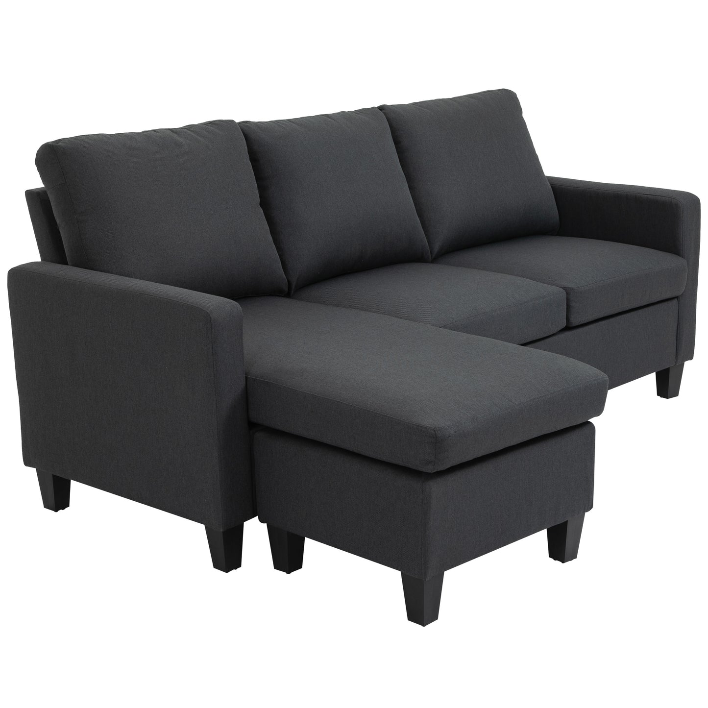 HOMCOM Modern L-Shape Sectional Sofa, Reversible Chaise, Dark Grey Fabric