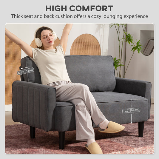 Linen Loveseat with Thick Padding