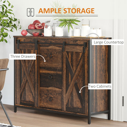 Kitchen Sideboard with Sliding Barn Doors – 39"W x 32"H