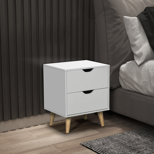 2-Drawer Nightstand with Pine Wood Legs – 16"W x 20"H