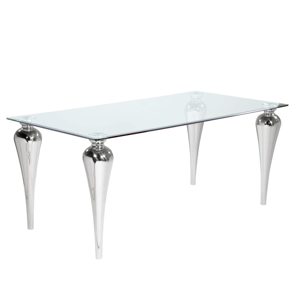 Rectangular Glass Dining Set, Chrome Legs