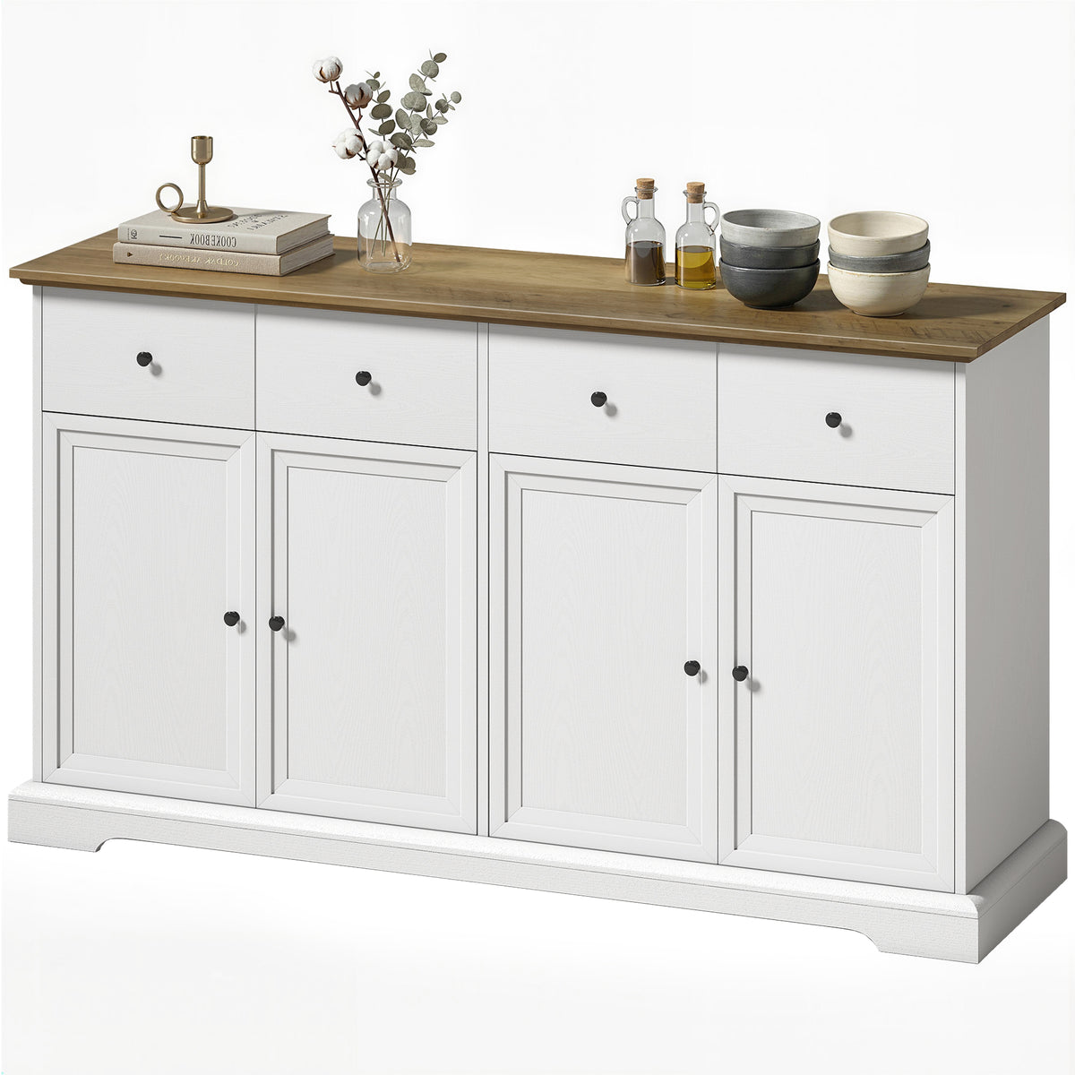 Farmhouse Kitchen Cabinet with Soft-Close Doors – 55"W x 31"H