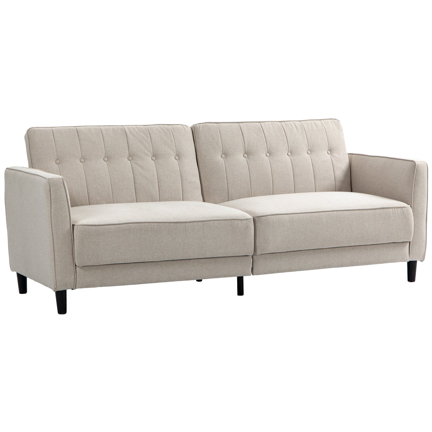 HOMCOM Button Tufted Fabric Pull Out Sofa Bed with Adjustable Back