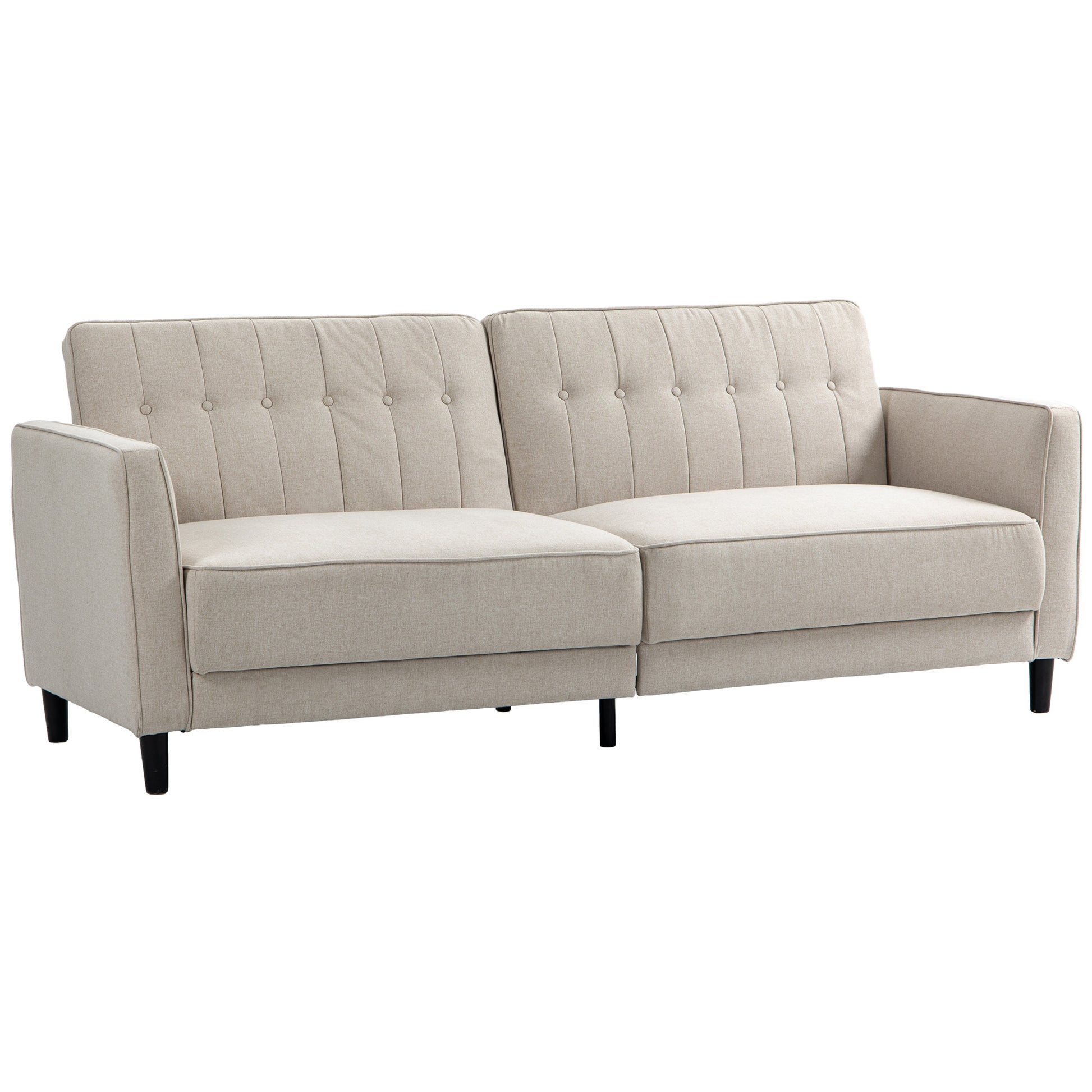 HOMCOM Button Tufted Fabric Pull Out Sofa Bed with Adjustable Back