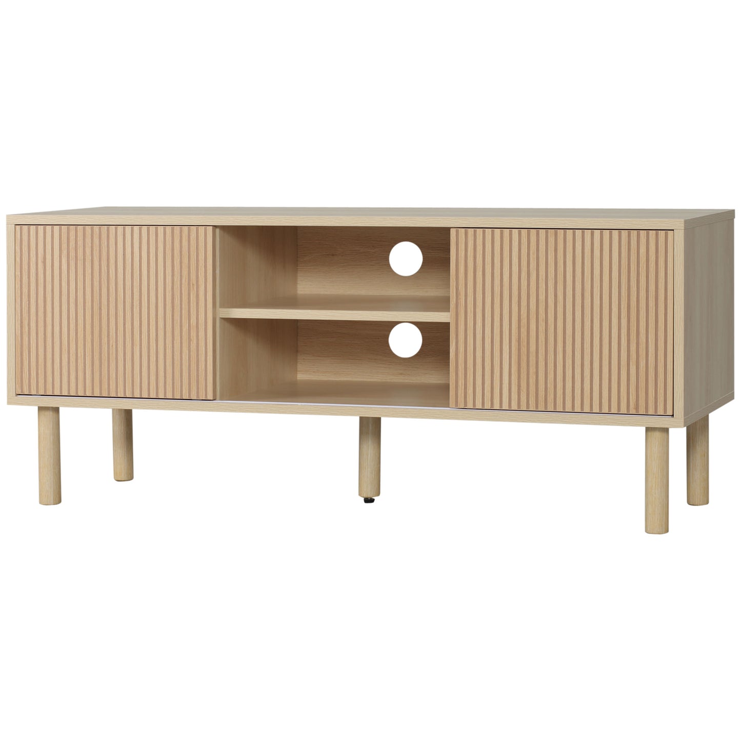 HOMCOM Modern TV Stand for 50-inch TVs, Natural Wood Effect Storage Cabinet