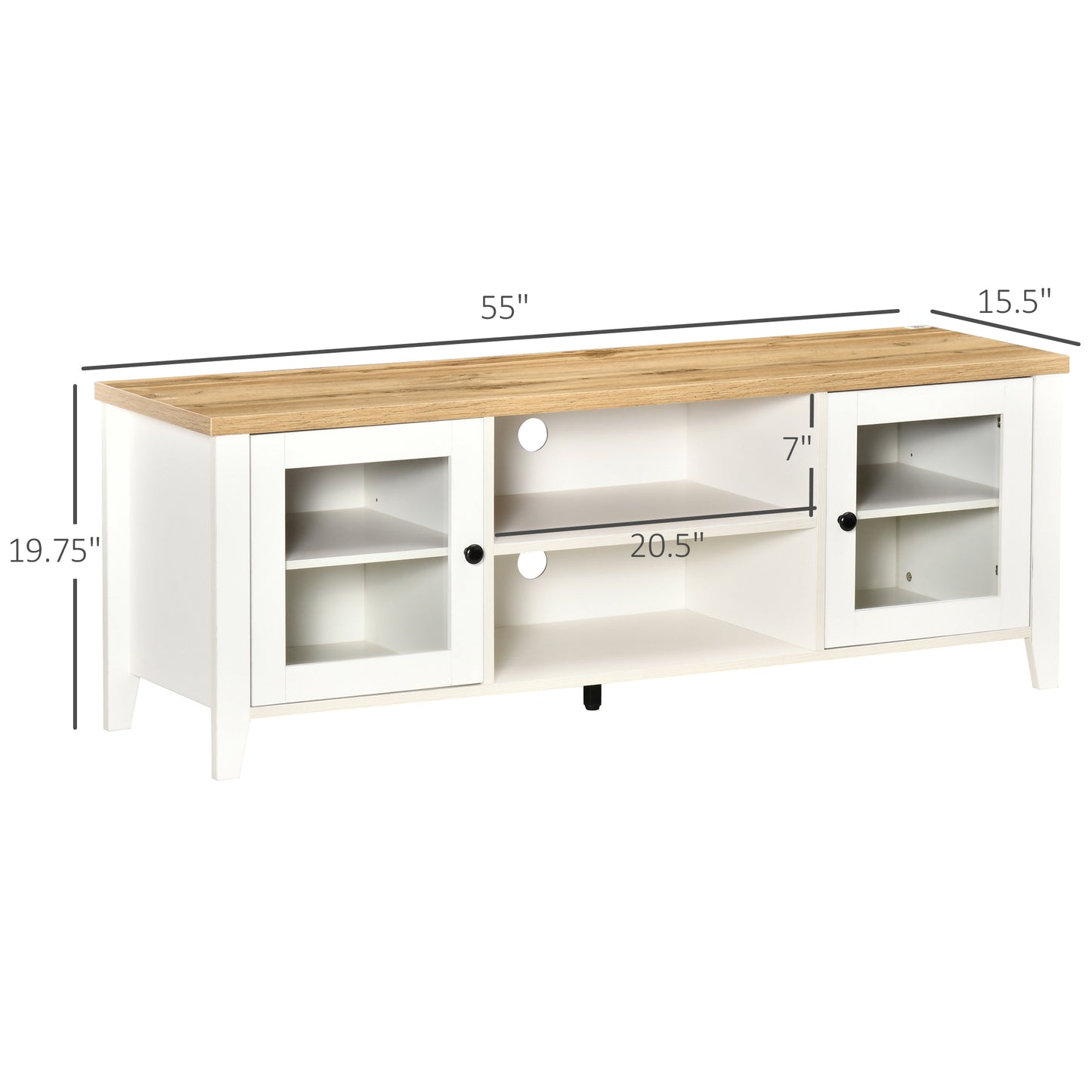 HOMCOM Modern Wood TV Stand for 60-inch TVs, Storage Doors, Open Shelves