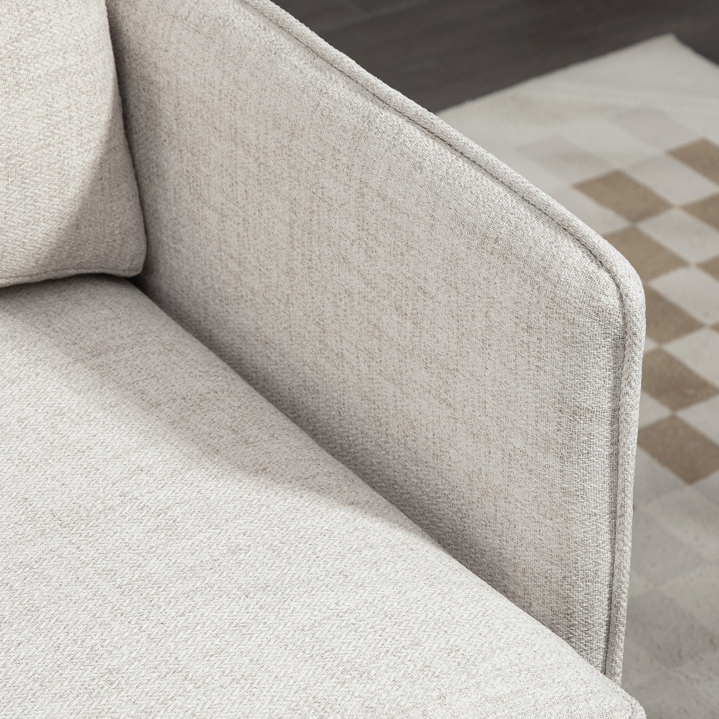 Modern Upholstered Accent Armchair with Tufted Back, Steel Legs, Cream White
