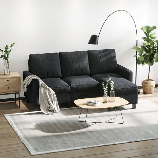 HOMCOM Modern L-Shape Sectional Sofa, Reversible Chaise, Dark Grey Fabric