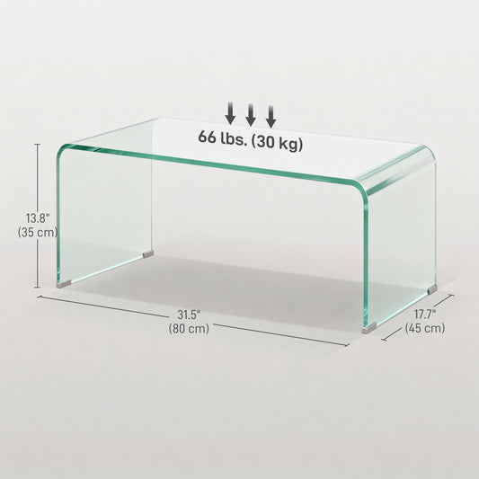 Clear Glass Coffee Table with Safe Rounded Edges