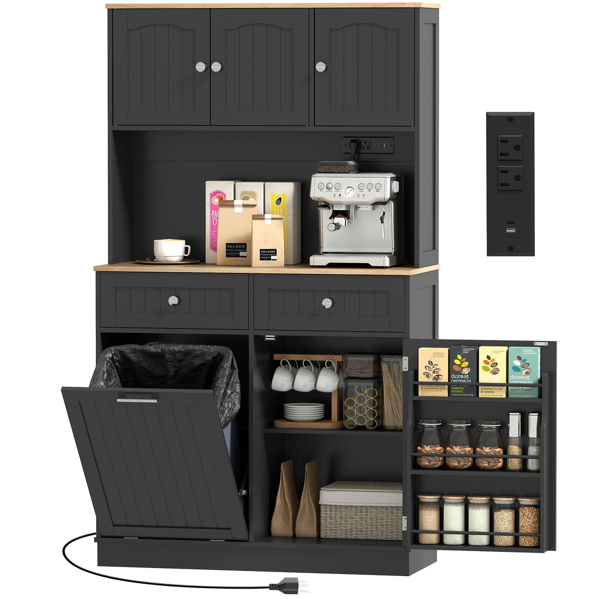 Pantry Cabinet with Charging Station – 39"W x 68"H