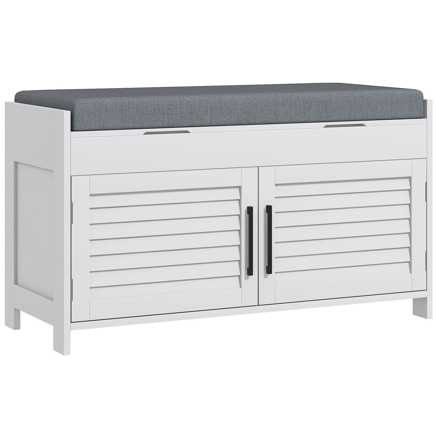 HOMCOM Entryway Shoe Bench with Cushion, Hidden Storage, Adjustable Shelves, White