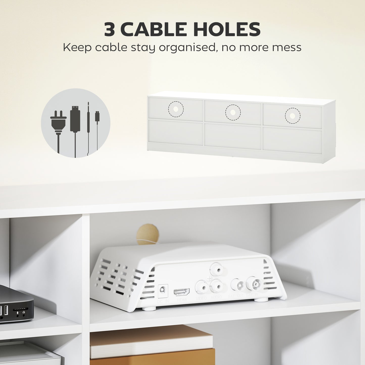 HOMCOM Modern White TV Stand with Storage for 85-inch TVs
