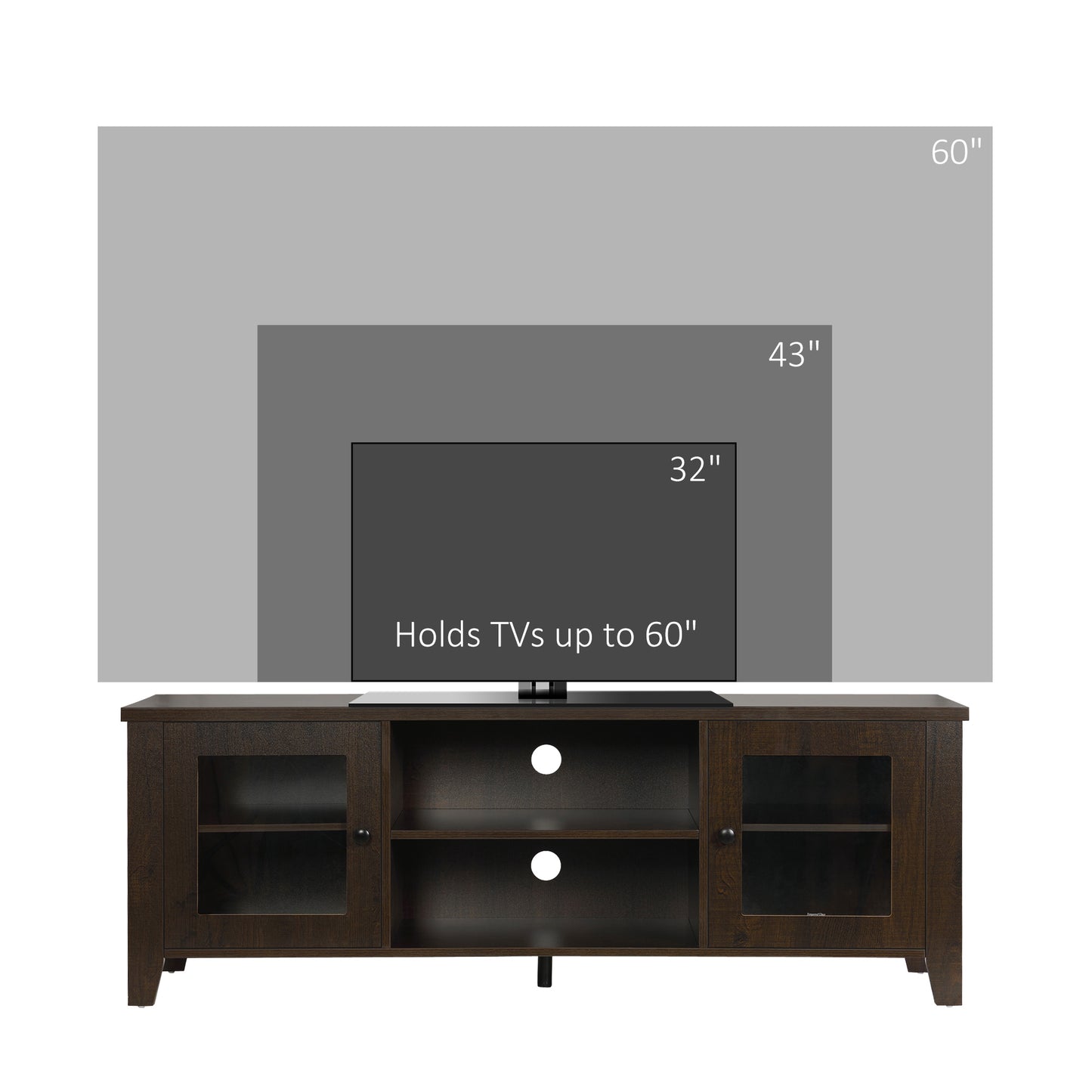 HOMCOM Modern Wood TV Console Stand for 60-inch TVs with Storage