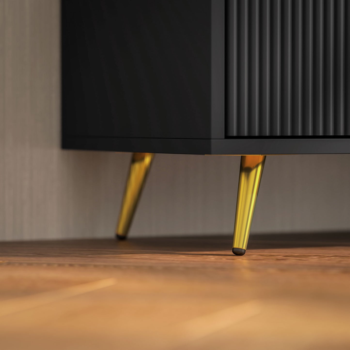 Sleek Black HOMCOM TV Stand for 55" TVs, Open Shelves & Cabinets