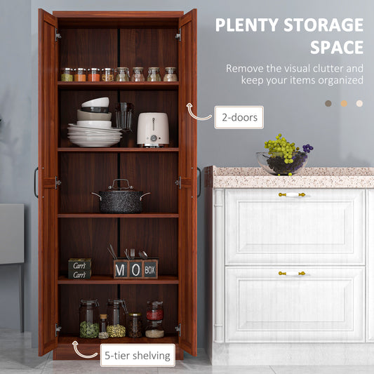 5-tier Pantry Cabinet with Doors and Adjustable Shelves – 24"W x 63"H