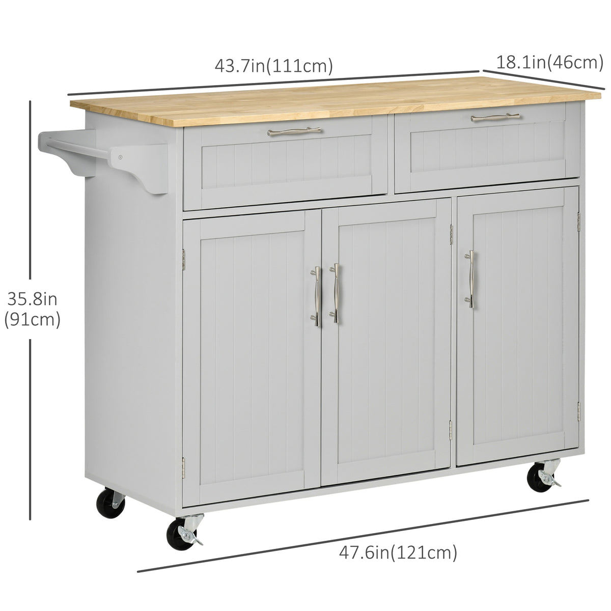 Kitchen Island with Storage and Solid Wood Top – 48"W x 36"H