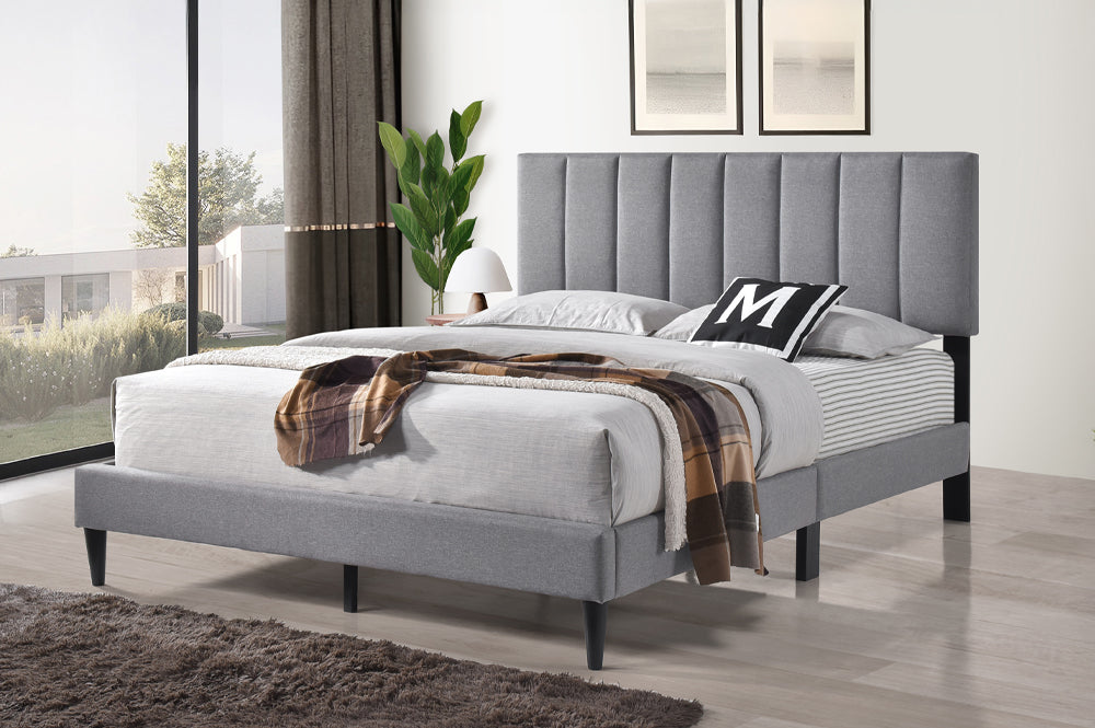 Titus T2107 Modern Tufted Platform Bed Adjustable Headboard