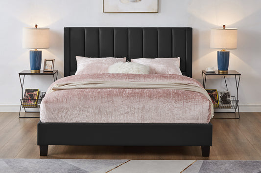 Titus T2177 Modern Channel Tufted Upholstered Platform Bed Frame