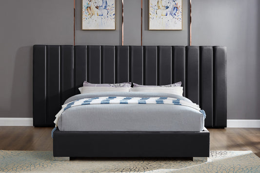 Titus T2379 Modern Paneled Velvet Platform Bed Frame