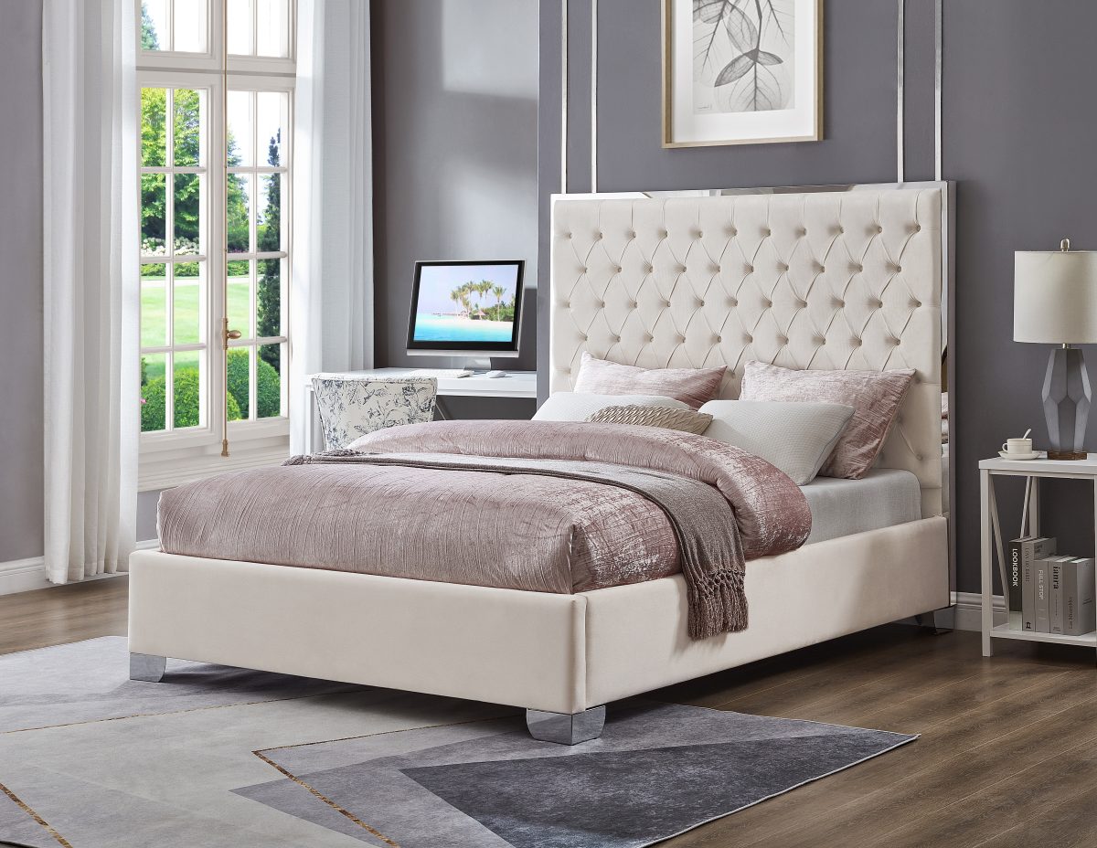 Titus T2385 Modern Tufted Velvet Platform Bed Frame