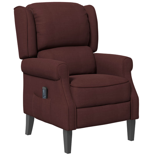HOMCOM Brown Push Back Recliner with Massage, Extendable Footrest, Remote & Storage
