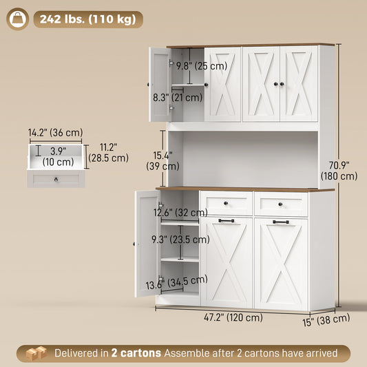 Pantry Cabinet with 13 Gallon Double Trash Can Cabinet – 47"W x 71"H