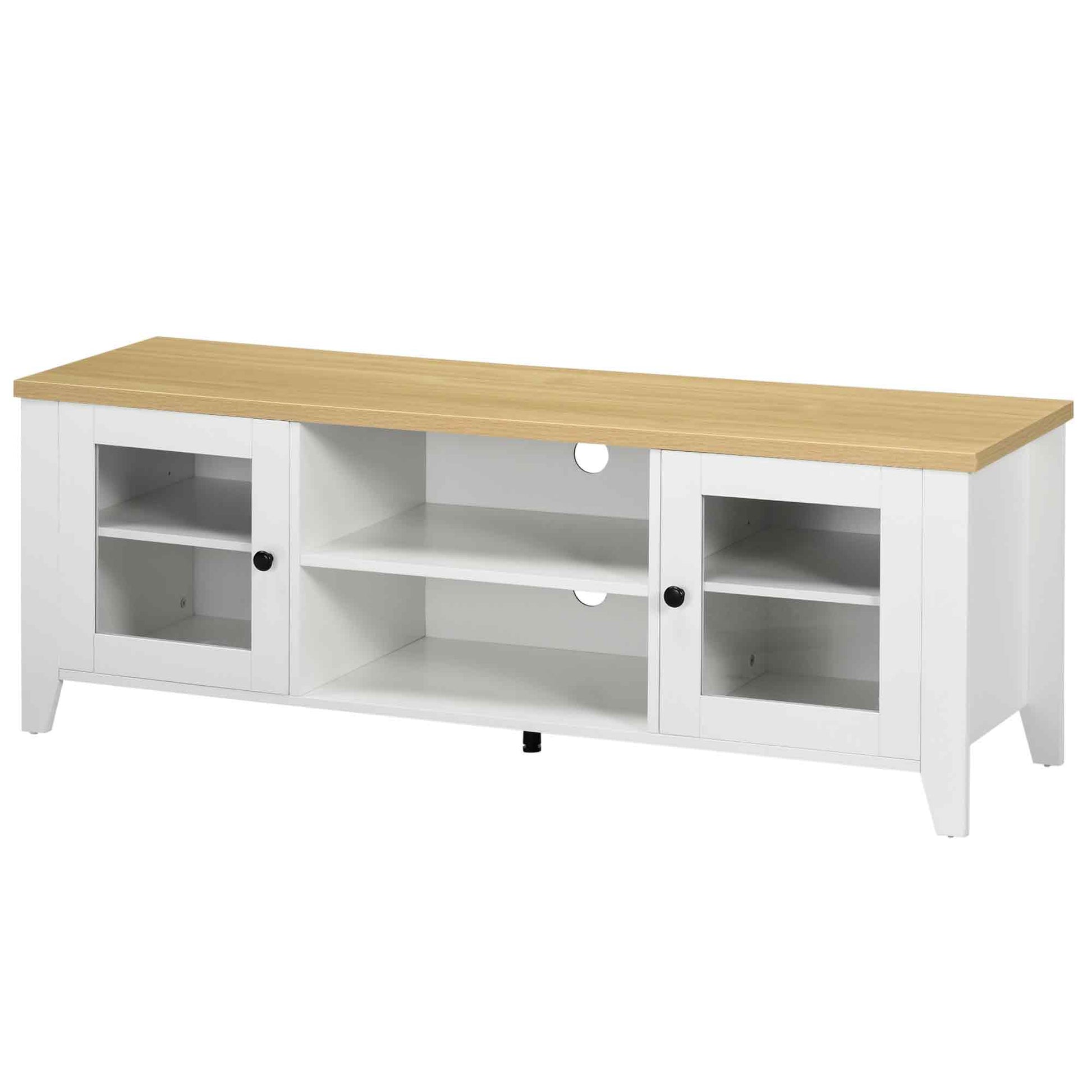 HOMCOM Modern Wood TV Stand for 60-inch TVs, Storage Doors, Open Shelves