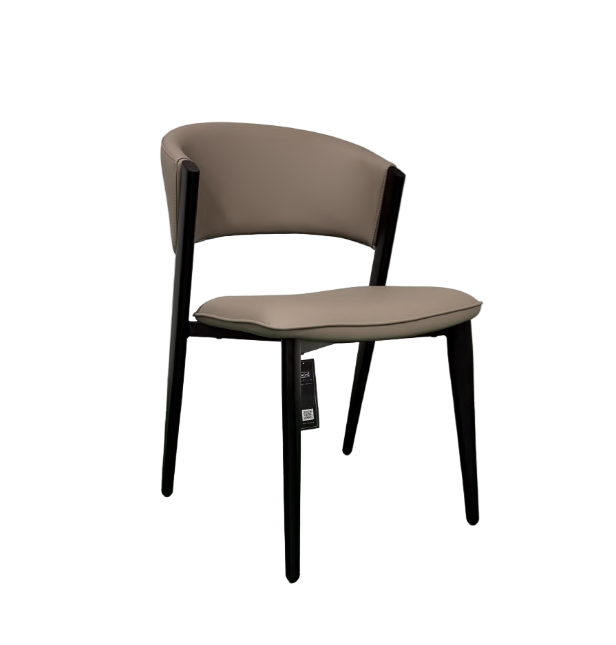 Curved Open-Back Dining Chair, Black Frame