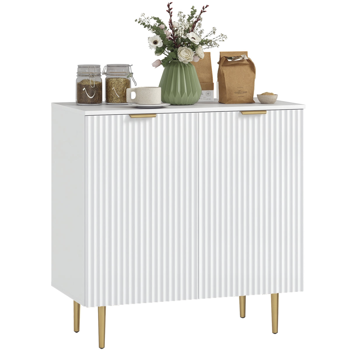 Sideboard Buffet Cabinet with Adjustable Shelves and Metal Legs – 32"W x 32"H