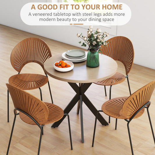 29" Dining Table, Contemporary Round Kitchen Table with Steel Legs