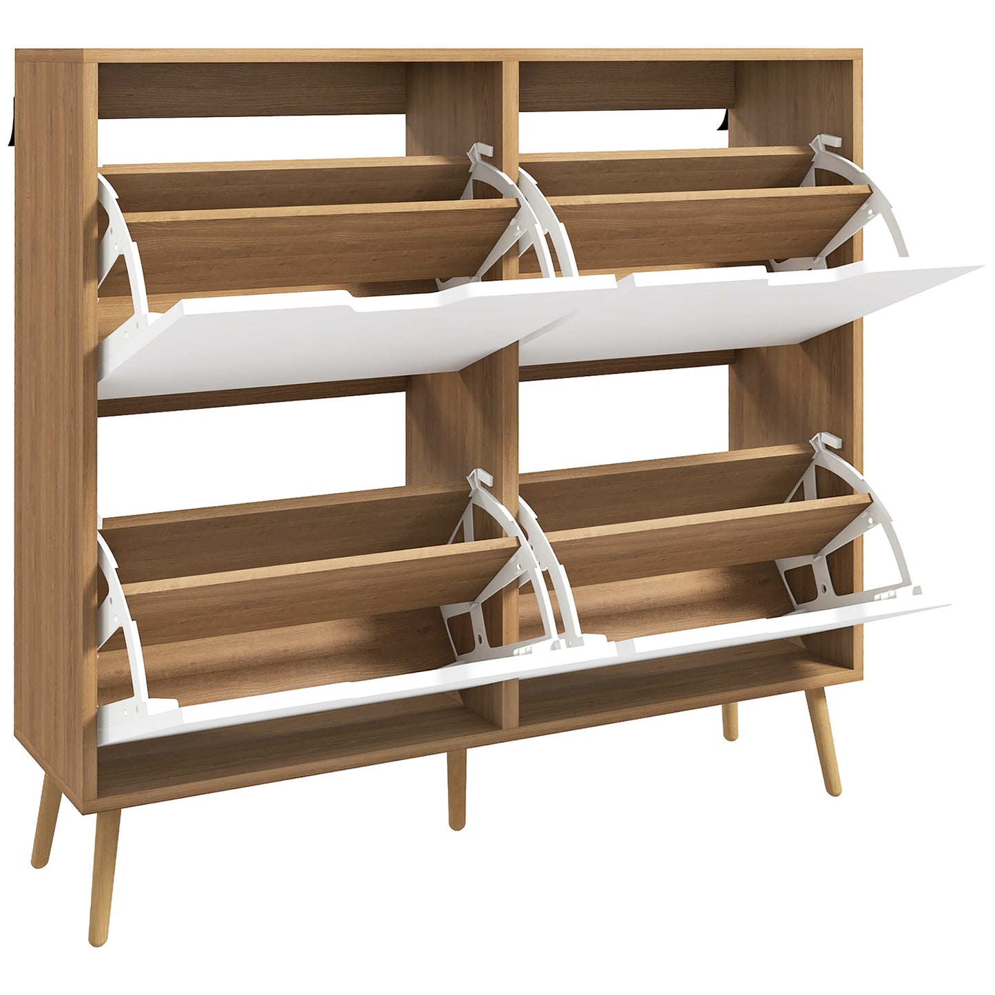 HOMCOM Modern Shoe Cabinet with 4 Flip Drawers, Adjustable Shelf, 16-Pair Storage