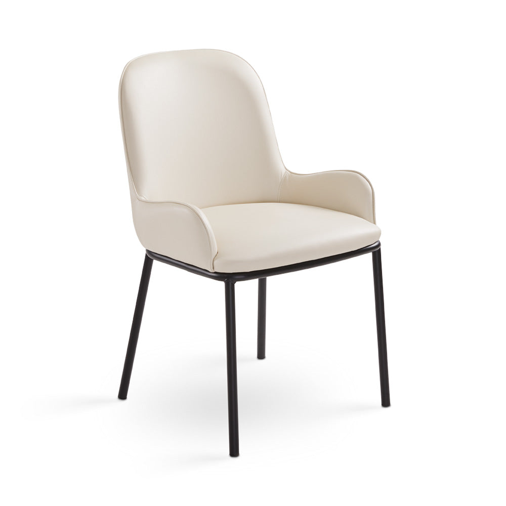 Upholstered Dining Chair, Black Metal Frame