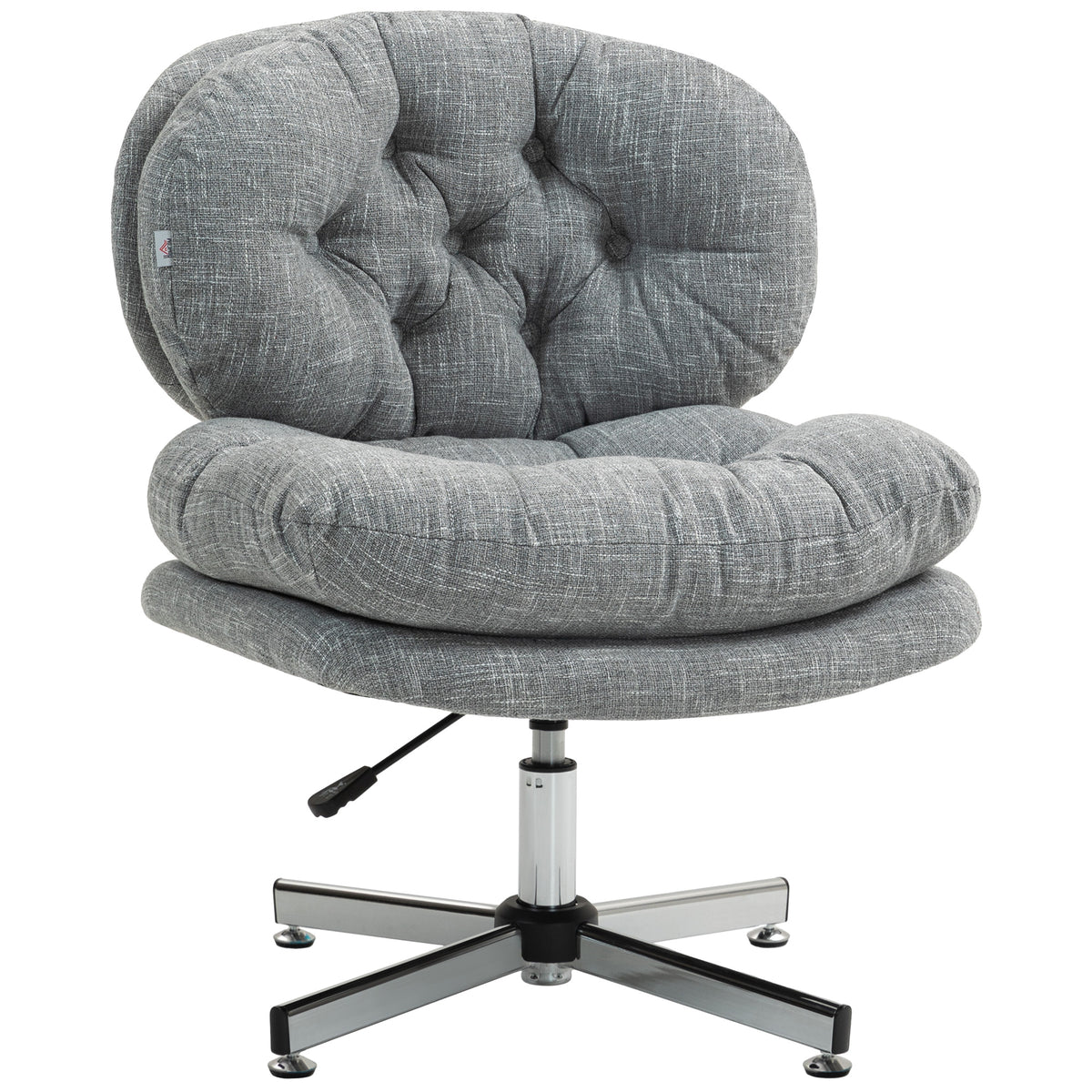 Computer Desk Chair, Armless Office Chair with Wide Padded Seat and Adjustable Height, Grey