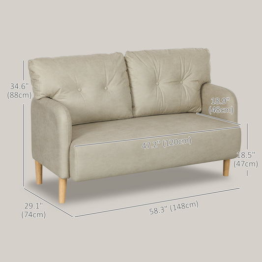 58" Loveseat with Solid Wood Frame