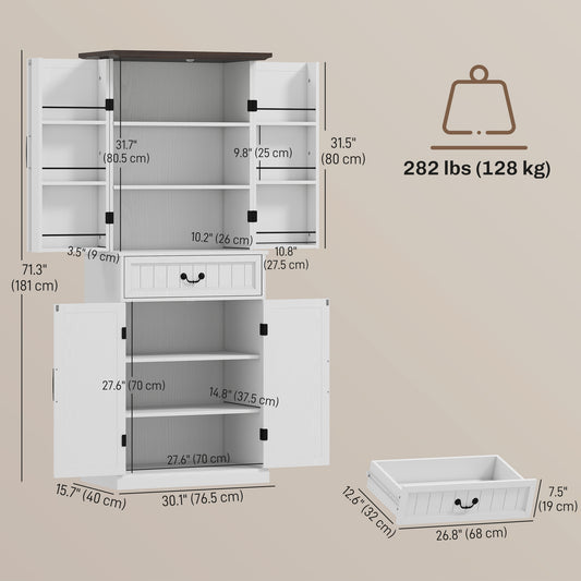 Farmhouse Storage Cabinet with Door Shelves – 30"W x 71"H