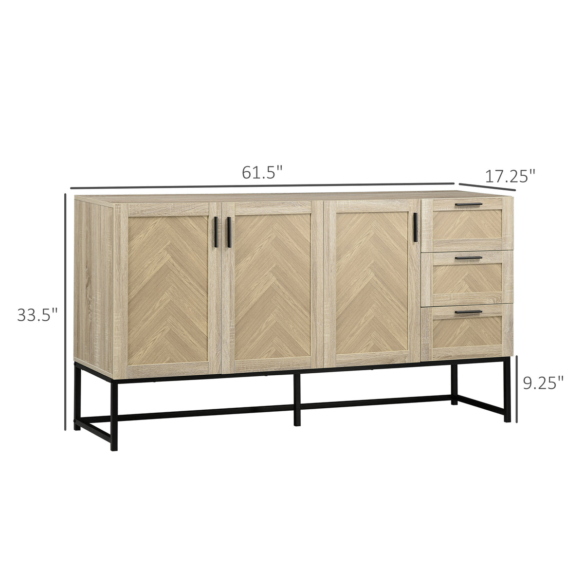 Buffet Cabinet with Drawers and Adjustable Shelves – 62"W x 34"H