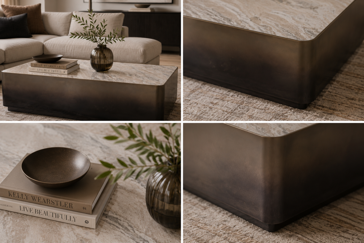 Industrial Marble Coffee Table – Gold