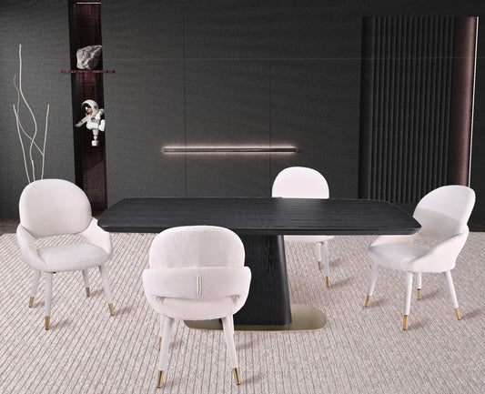 Curved 5-Piece Dining Set – Black/Beige (Style 2)