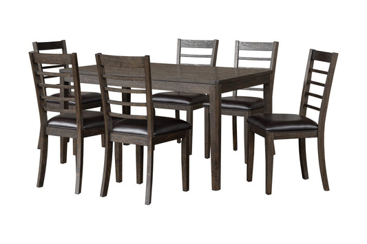 Upholstered Acacia Wood 7-Piece Dining Set – Espresso