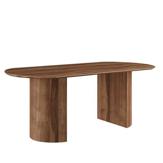 Curved Mango Wood Dining Table – Light Brown