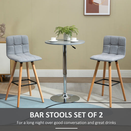HOMCOM Modern Grey Upholstered Bar Stools Set of 2