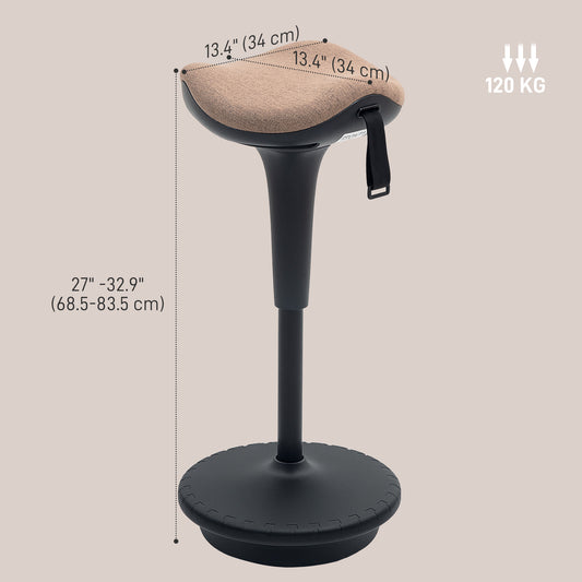 Swivel Standing Desk Chair, Adjustable Active Ergonomic Standing Stool, Brown