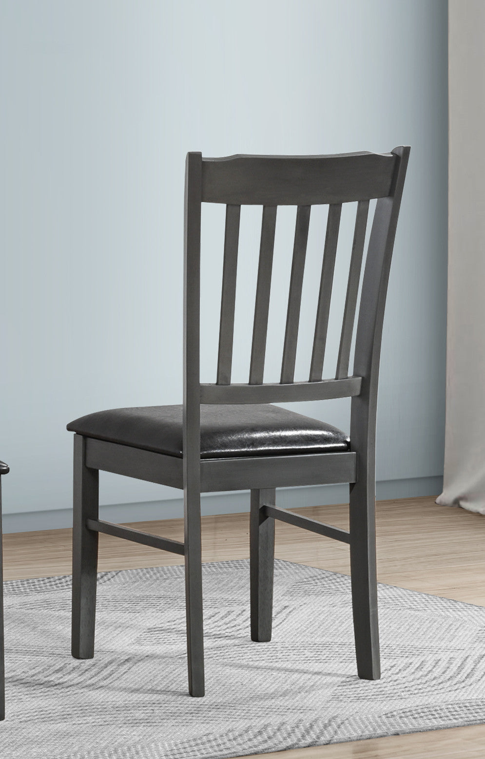 Antique Grey 63" Dining Set with Upholstered Chairs