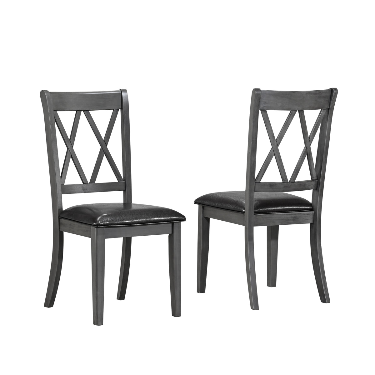 Antique Grey 67" Dining Set with Upholstered Chairs