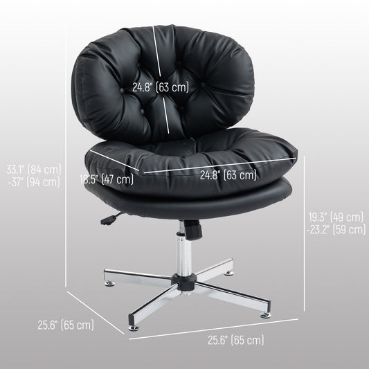 Armless Computer Desk Chair, Wide Padded Seat, Adjustable Height, Black Office Task Chair