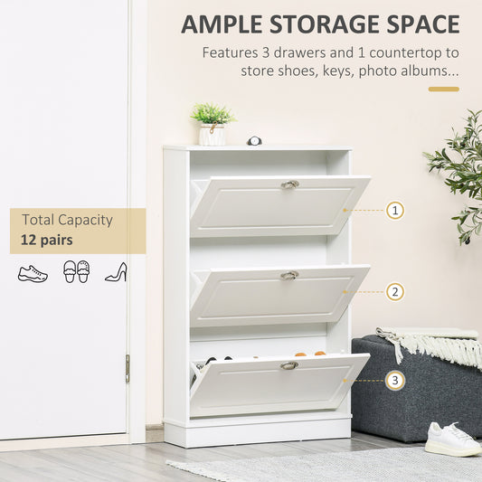 Shoe Cabinet with 3 Flip Drawers – 30"W x 46"H